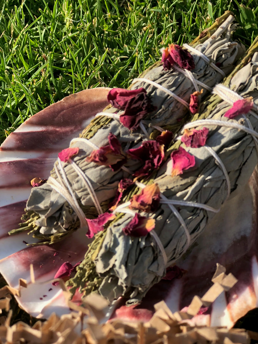 White Sage with Moroccan Rose Buds Smudge Stick